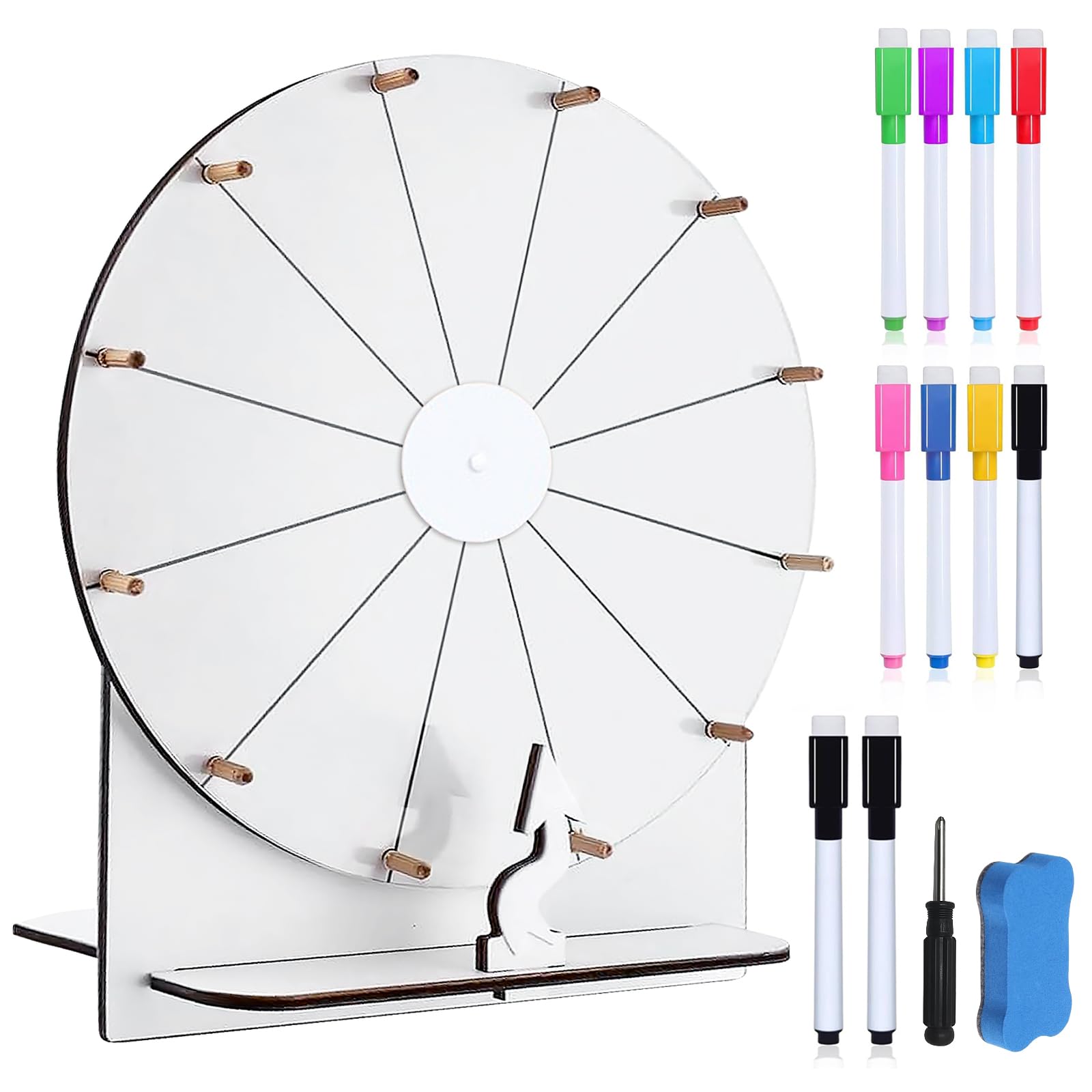 Ruota Della Fortuna Fai Da Te 20 Cm - Acrilico Con 12 Spazi Riscrivibili - Include Pennarelli E Supporto Per Feste E Giochi - 2