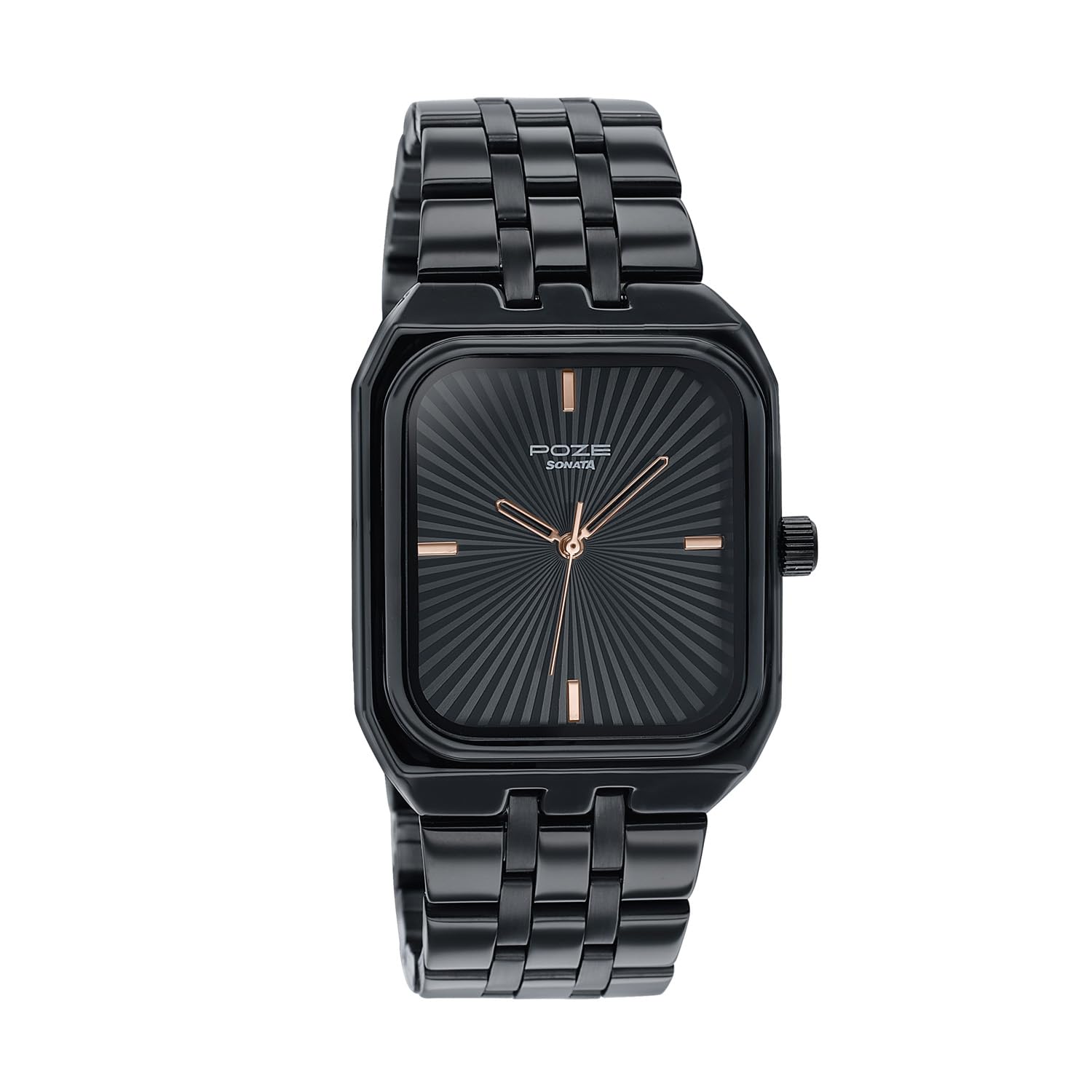 Sonata Poze 7 Analog Black Dial Black Sheet Metal Strap Watch for