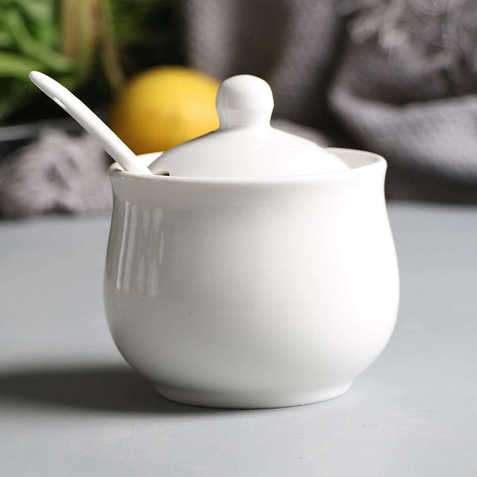 Sucrier avec couvercle et cuillère, boîte d'assaisonnement for pot à sucre, pot à sucre, pot à sucre, pot à épices for récipient à sucre - Blanc 3 pots à épices de cuisine de 200 ml ( Color : White 1