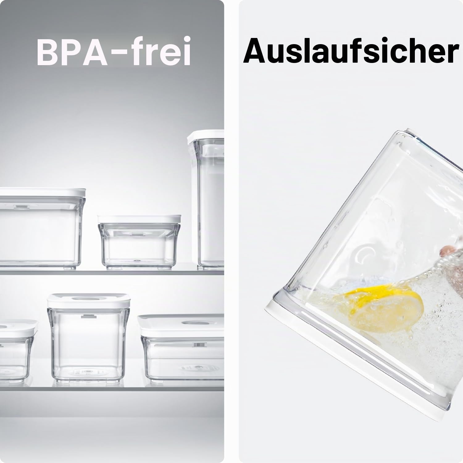 VAKUEN Premium luftdichte Frischhaltedosen, Mini-9-teiliges Set, inklusive Vakuumierer, intelligentem Ein-Klick-Deckel, keine Scharniere, 100 % auslaufsicher, BPA-frei, spülmaschinen-, gefrier- und