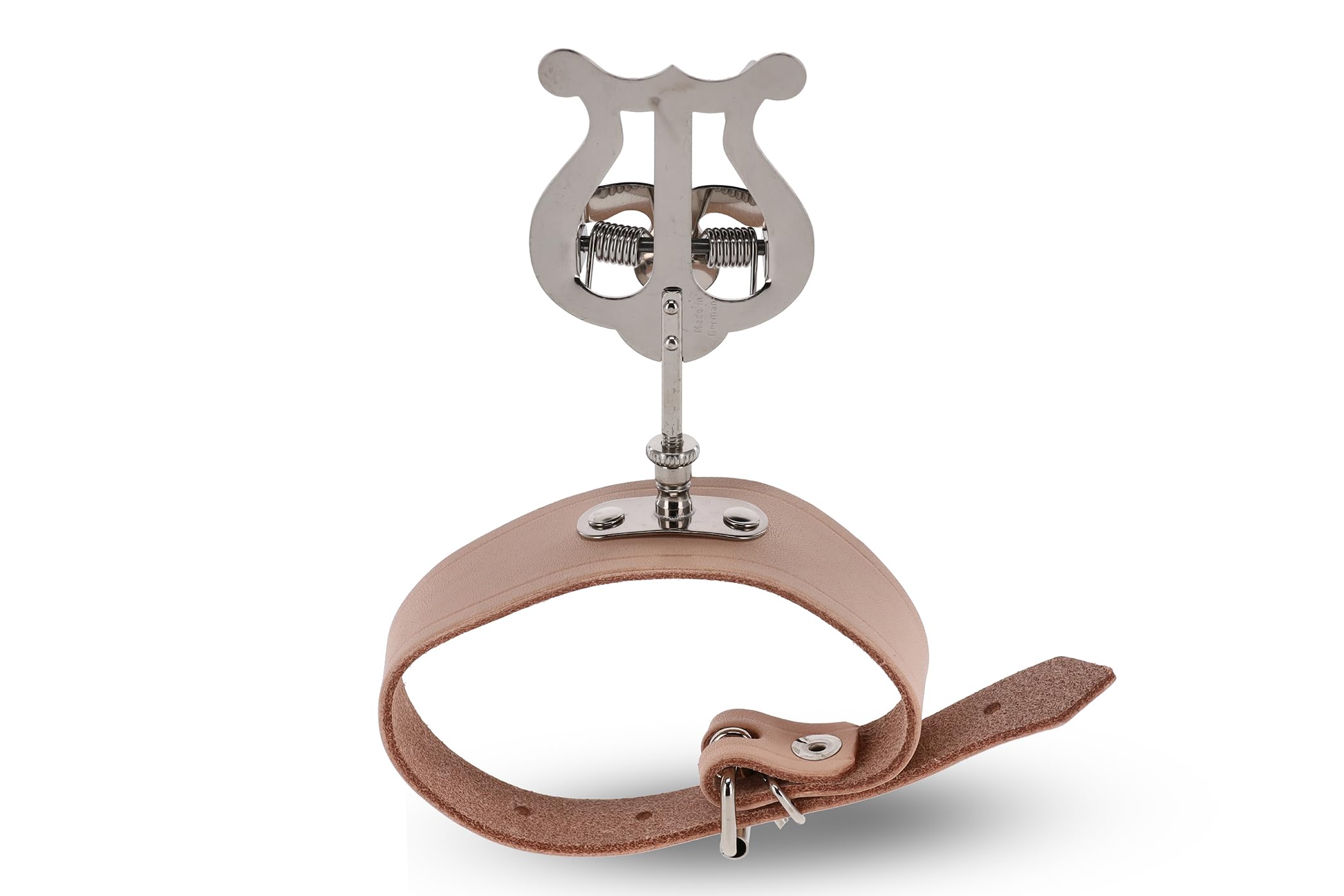 GEWA Porta spartiti da marcia Flauto - Nichelato - Piccola Lira - 1 Pulsante - Ampio bracciale in pelle
