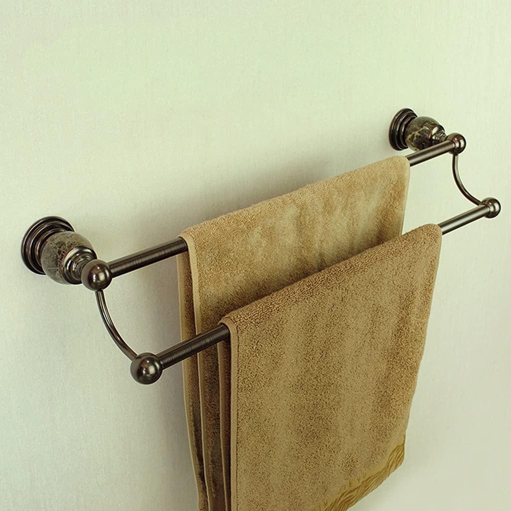 Porte-serviettes double tige en cuivre bronze noir pour salle de bain