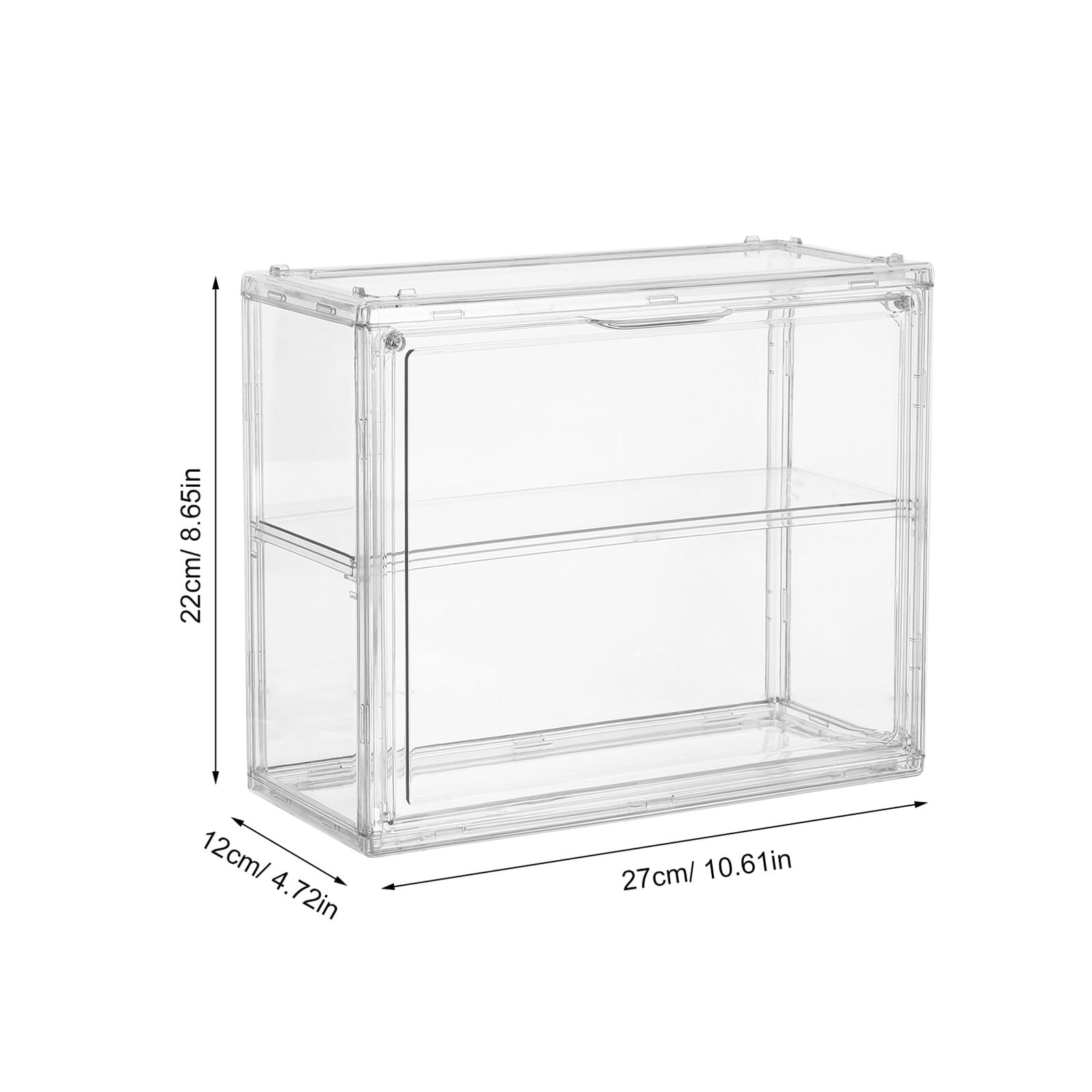 Vitrina de Acrílico Transparente para Modelos de Coches y Aviones, Doble Capa Desmontable, Tamaño Pequeño 27X22X12 CM, Caja de Exhibición Apilable y Protección contra Polvo para