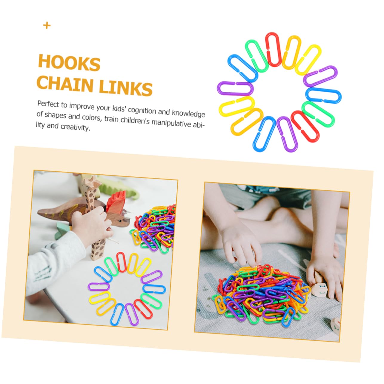 BESPORTBLE 150 pièces Maillons C Clips Plastique Colorés Éducatif Interactif
