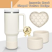 Vista 139 de WUQID Heart Shaped Texture Silicone Boot Compatible with Stanle Quencher H2.0 IceFlow Flip 20oz 30oz 40oz,Hydroo Flask 12-24oz