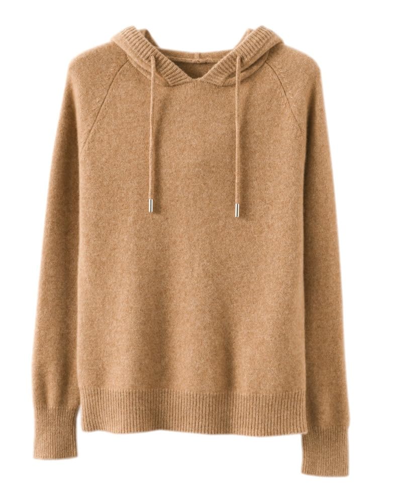 Image of Womens Cashmere with Pullovers,Winter Casual Knitting Hoodie Fashion Sweater,Fall Drawstring Thick Sweater