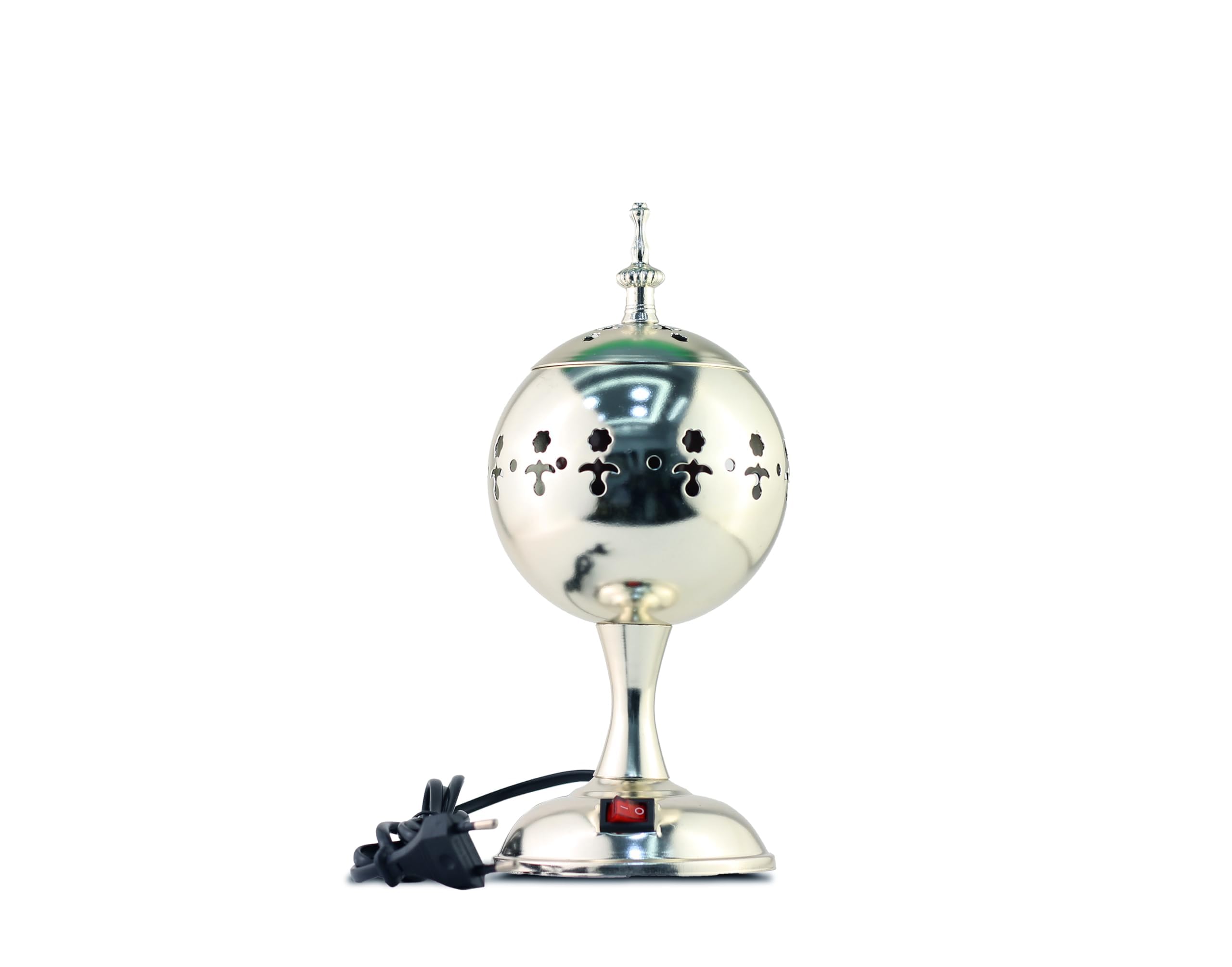 Arabian Electric Incense Burner Metal Vintage Arabic Burner - Electric Bakhoor Incense Holder for Arabian Oud, Home & Hotel Decor (Silver)