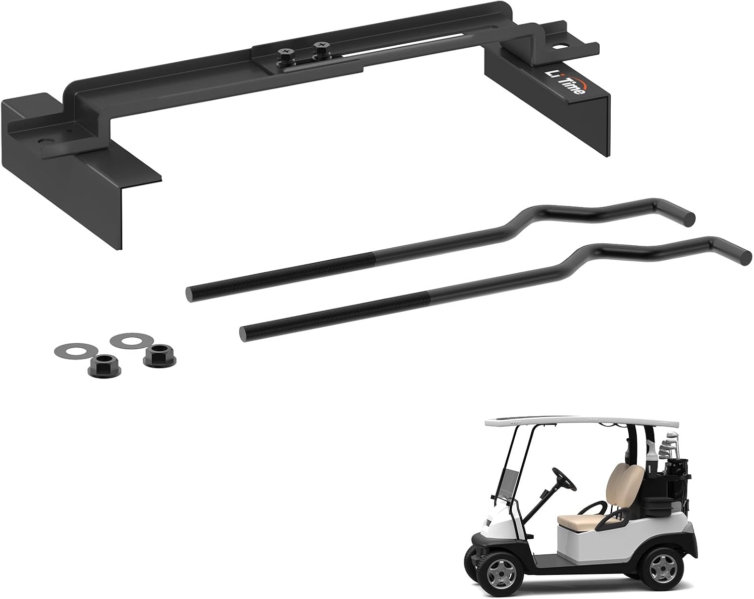 LiTime Lithium Battery Hold Down Kit, Heavy-Duty Golf Cart Battery Holder with Clamps and Bolts, Rust-Resistant Car Battery Bracket for LiTime Golf Cart Battery and Other Brand Lithium Batteries