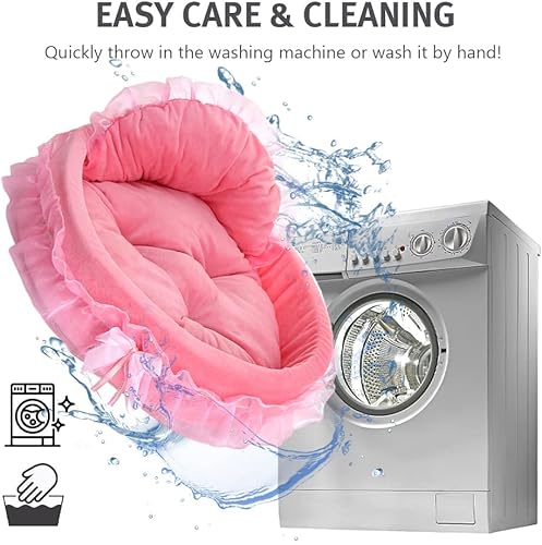 Miniatura 5 de pawstrip Cama rosa para perro, lavable, sofá de princesa para gatos, sofá de felpa suave para mascotas, tapete anido para acurrucarse para gatitos,