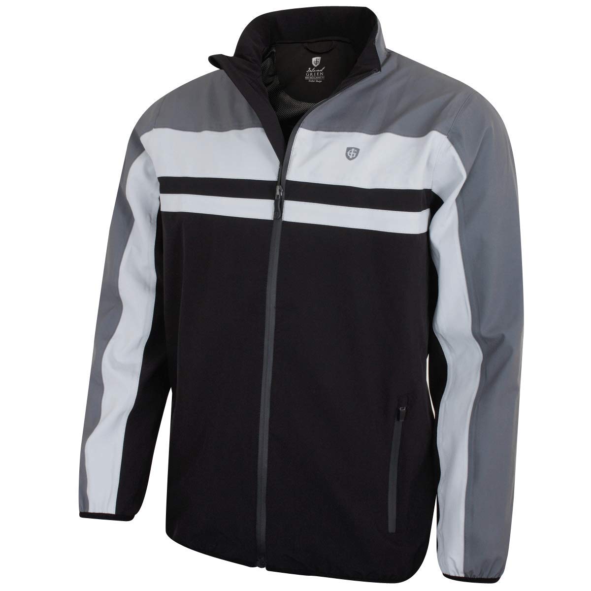 Island Green Golf IGJKT1829 Mens Zip Through Waterproof Windproof Contrast  Sports Rain Jacket