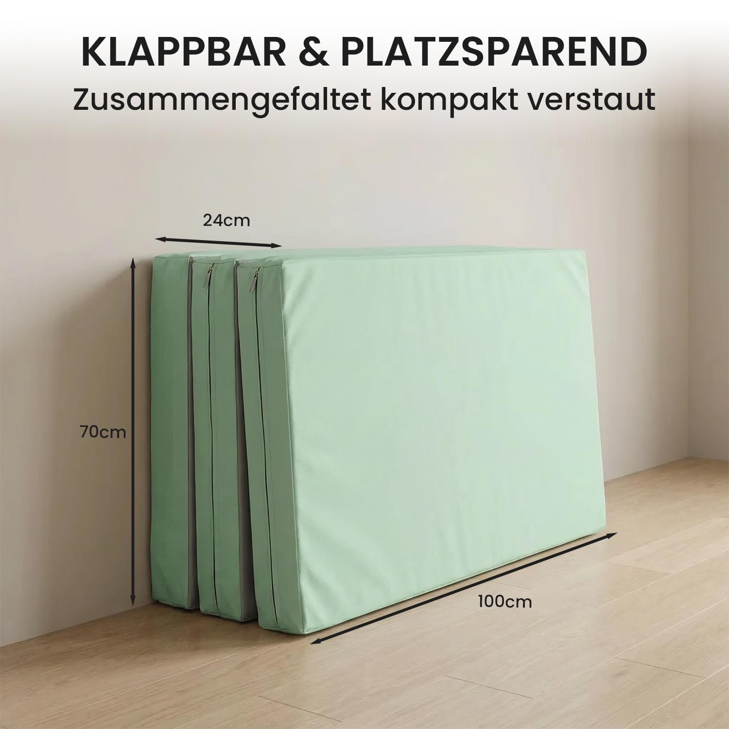 Jeflex - Colchoneta plegable Gimnasia 210 x 100 x 8 cm fabricada en Alemania / Esterilla de gimnasia / Colchoneta multifuncional y yoga / Esterilla de juego para habitación de los niños