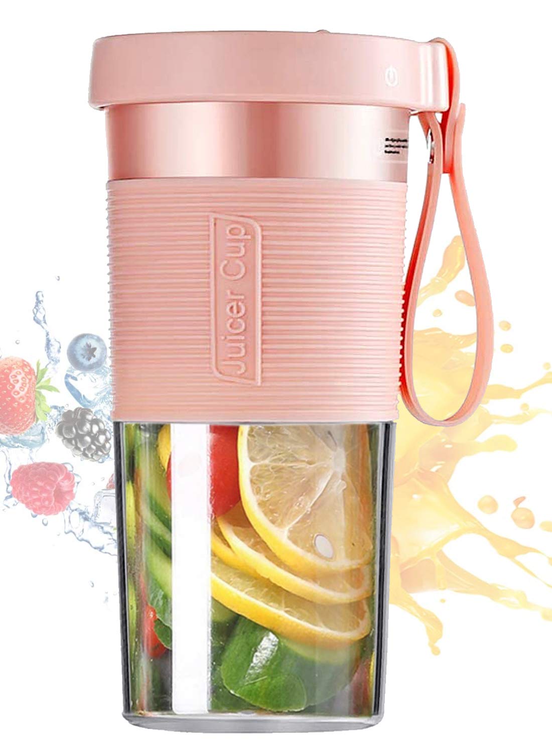 Seemo Juicer Cup Portable Blender Mini Juice Maker with USB Rechargeable Lightweight Juice Machine Making Smoothies and Juice Pink