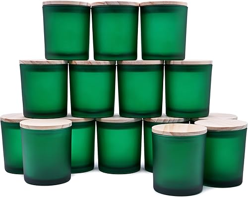 Miniatura 160 de Tarros de vela gruesos de 8 onzas para hacer velas, 15 unidades, tarros vacíos transparentes con tapas de madera para hacer velas, contenedor