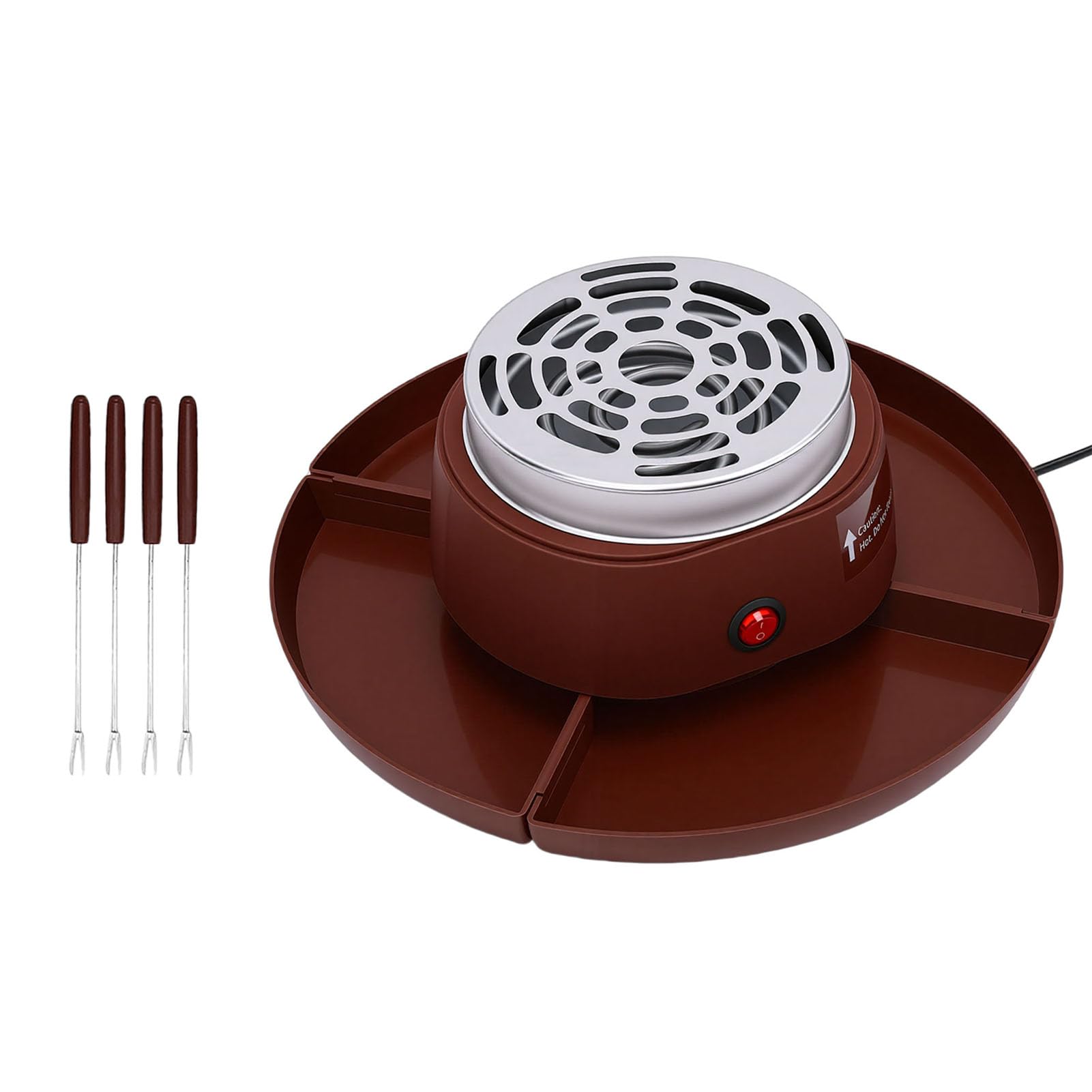 Sxhlseller Máquina para Hacer Smores Eléctrica 2 en 1 y Olla para Fondue, Tostador de Malvaviscos de Mesa Interior, sin Calentamiento de Llama, 4 Tenedores y 4 Bandejas (Enchufe europeo 220V)