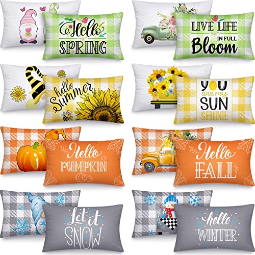 Tatuo 16 Set Holiday Pillow Covers 12 x 20 Inch