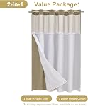 FY&XZH Pas de crochet Waffle Rideau de douche, Hôtel Style Salle de bain Pas de rideau de cuisson Set avec lin de tissu Snap-in, Mesh Fenêtre supérieure, étanche & Lavable,72W x 75H, Kaki