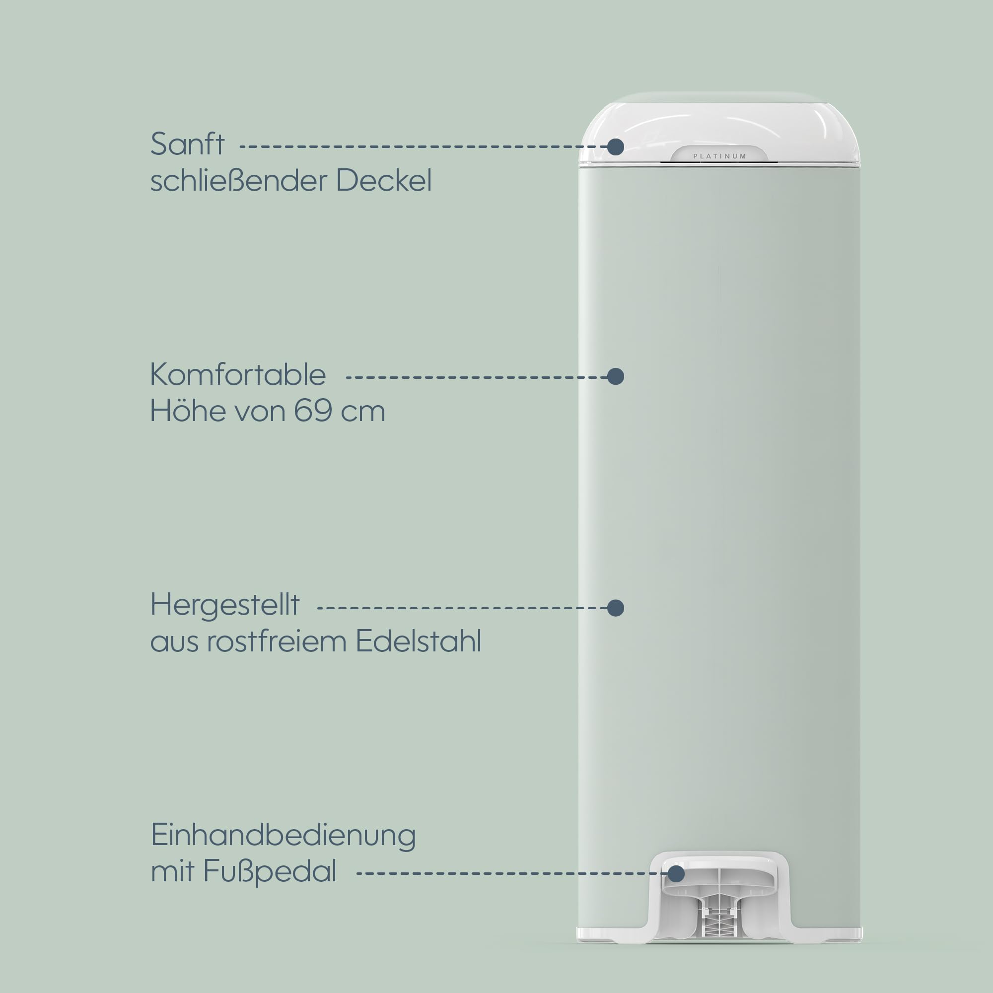 Diaper Genie Platinum Edelstahl Windeleimer mit Fußpedal, abreißbare Beutel