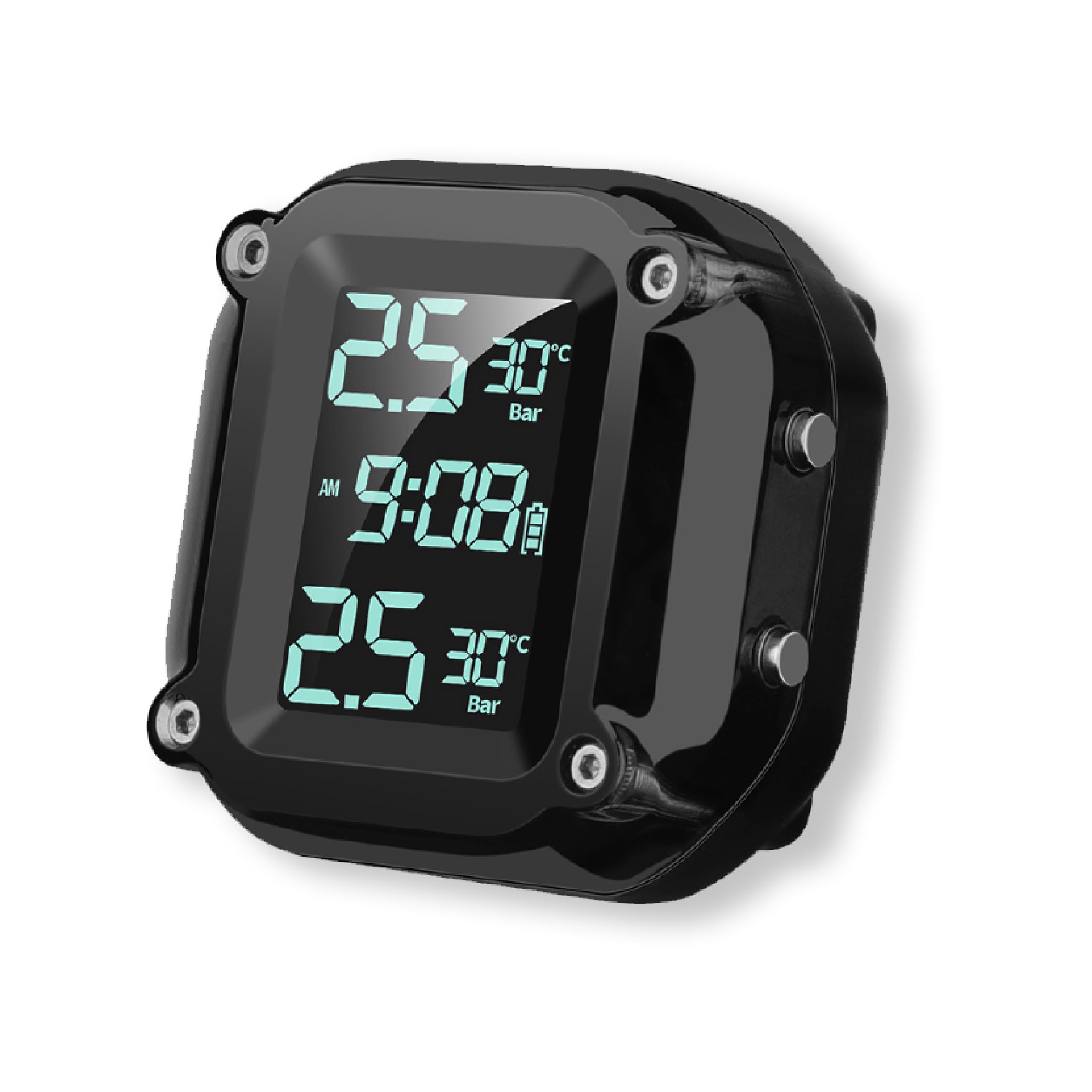 JUZELY Tpms Moto per Kawasaki KLX 230 2020-2025, Monitoraggio Tempo Reale Ricarica Magnetica Display LCD Impermeabile Facile Installazione