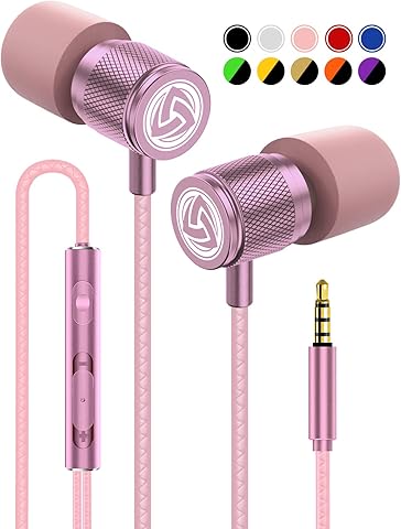 LUDOS ULTRA Earphones In-Ear Headphones with Mic, Earphones with Microphone and Volume Control, Crystal-Clear Audio, Balanced Highs And Lows, Memory Foam, Durable Cable, Bass for Computer, PC