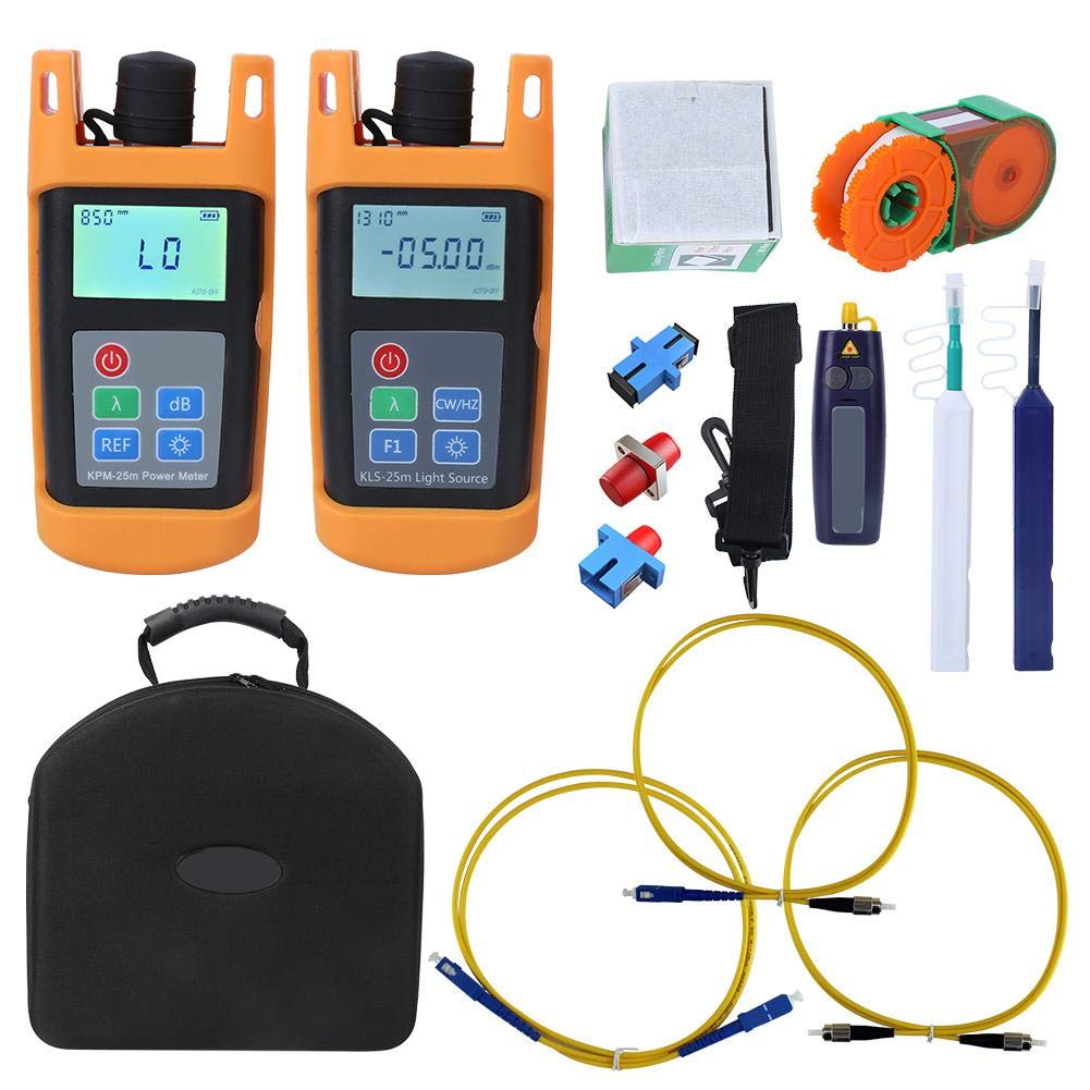 Complete FTTH Tools Kit,Including Loss Test Fiber Optic Power Mete,Optical Light Source Meter Automated Industry Sensor,Test Jumper and Other Accessories
