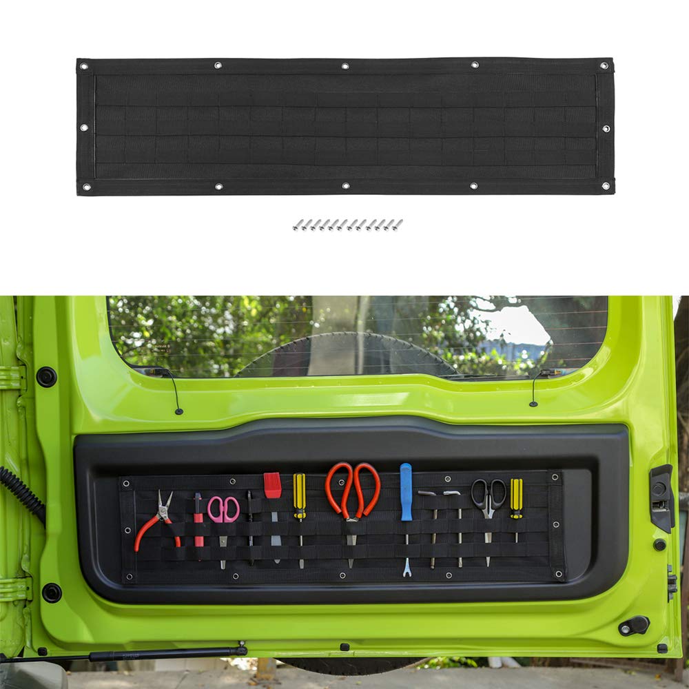 Tailgate Storage Bag Tool Pocket Tail Door Organizer Stowing Tidying for Suzuki Jimny 2019 2020 JB64 JB74 Car Accessories Canvas (Black-A)