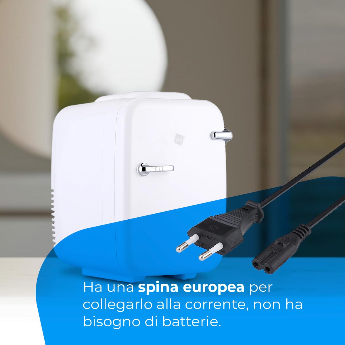 NK Mini frigorifero portatile, 4 litri di capacità, funzionamento 12 V-220 V, funzione raffreddamento e riscaldamento, per cosmetici e bibite