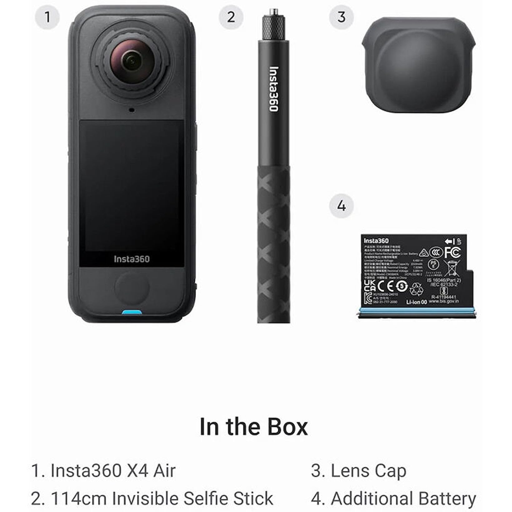 Insta360 X4 Air Starter Bundle - Lightweight 165g 8K 360 Camera, Invisible Selfie Stick Effect, Replaceable Lenses, Shoot First & Frame Later, Built-in Wind Guard, AI-Powered App