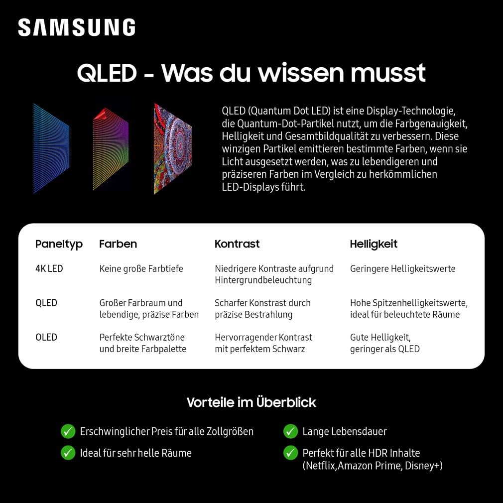 Samsung QLED 4K Q6FA 55 Zoll (138 cm) UHD Fernseher, Optimiert für Fussball, 100% Farbvolumen für satte Farben, Quantum HDR, 4K Upscaling, Kostenlos 900 Sender TV Plus, Samsung Vision AI Smart TV