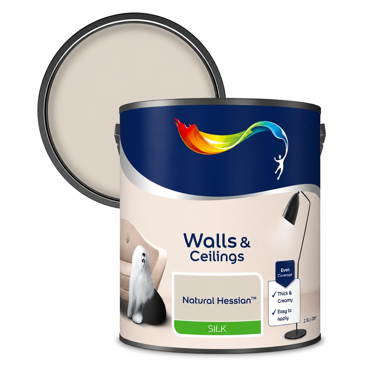AXpower Inspirational Technology Empowering People Walls & Ceilings Silk Emulsion Paint Hessian 2.5L | Smooth Mid Sheen Interior Wall Paint | Rich Finish with Excellent Coverage — image 1