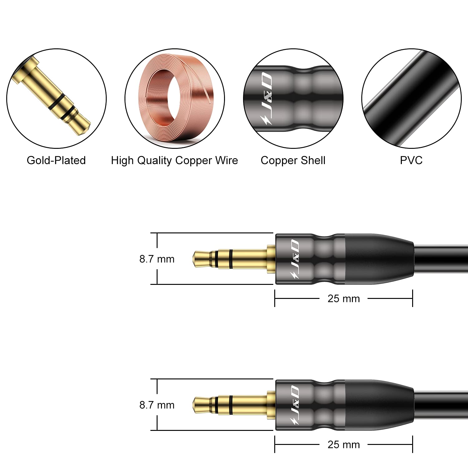 Cavo Audio AUX 3,5 Mm &ndash; 1 Metro, Universale Per Auto, Smartphone E PC