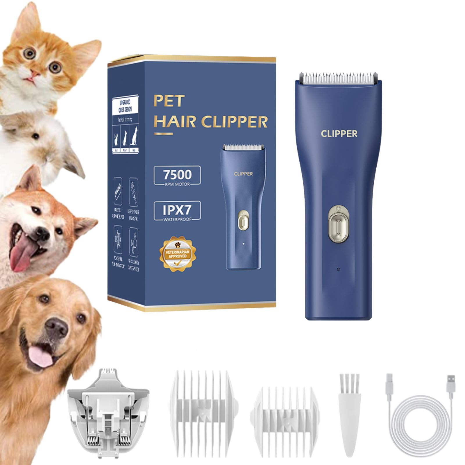Photo 1 of Grimgrow Dog Grooming Kit Clipper for Thick Coat Low Noise Cordless Cat Hair Trimmer Rechargeable Shaver Pet Grooming Tools for Small and Large Animals