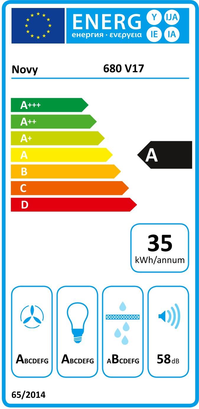 NOVY 680 Intégré Blanc 653m³/h - Hottes (653 m³/h, recirculation, 37 dB, 46 dB, 50 dB, 58 dB)