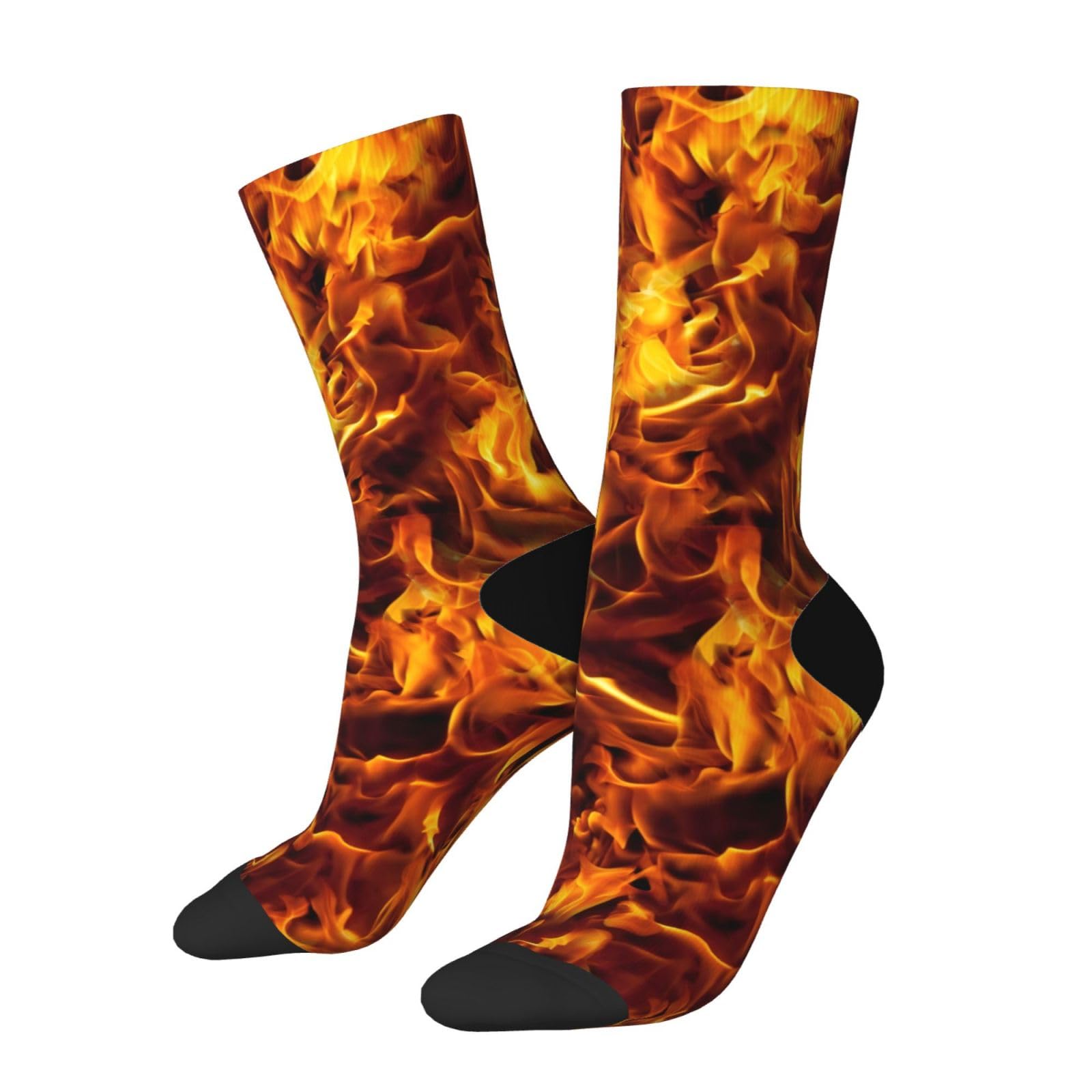 JopaJre Fire And Flames Socks For Women Men Soft Novelty Crew Socks Athletic Socks Funny Crazy Dress Socks