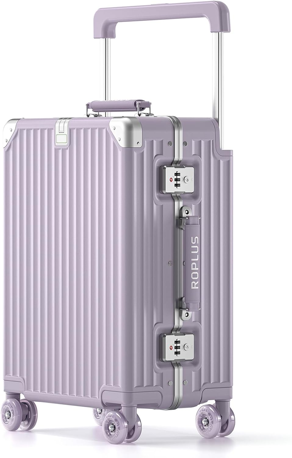 Aluminium Frame Checked-Luggage with Smooth Jelly Wheels, Hardside Zipperless Rolling Suitcase with TSA Lock (Purple, 21-Inch) Purple 21-Inch