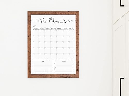 Miniatura 2 de Calendario de Pizarra Blanca de Borrado en Seco Personalizado Enmarcado, calendario de borrado húmedo o borrado en seco para pared, calendario de