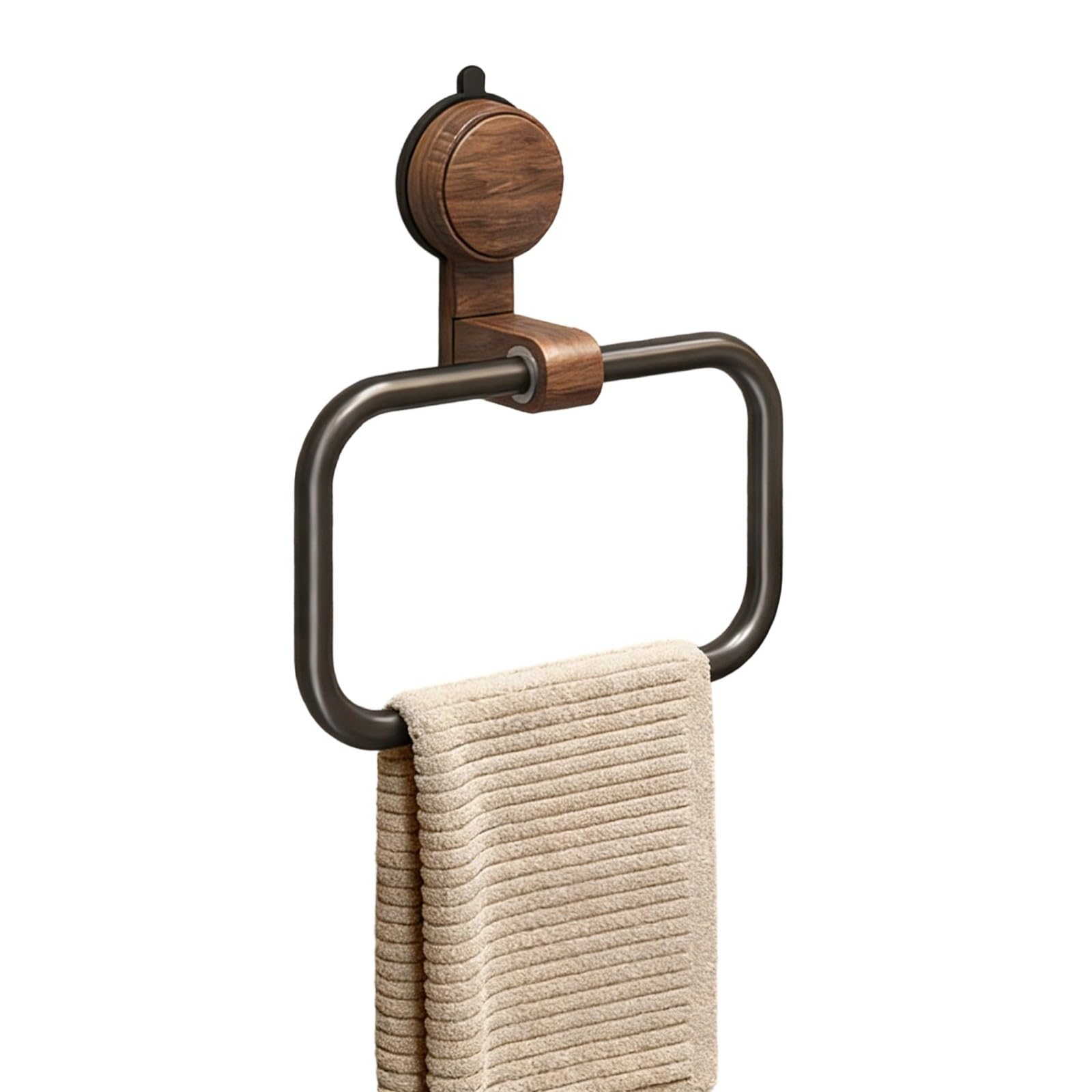 Xjdzineq Stylish Wood Towel Hanger with Suction Base for Bathroom Storage Multipurpose Adhesive Fasteners