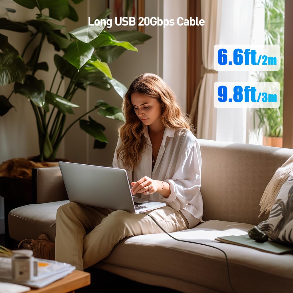 [Certyfikat USB-IF] Cable Matters Kątowy Kabel USB4 20 Gbps, 3 m | [Wideo 8K@30Hz / 4K@120Hz, ładowanie 240 W] zgodny z Thunderbolt 4, MacBook i XPS