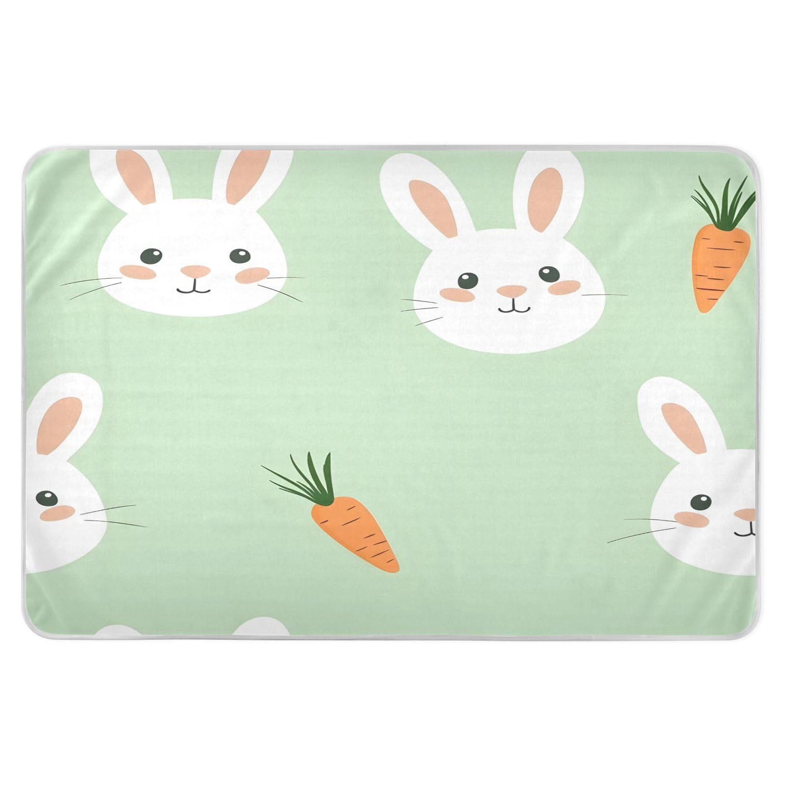 BOESI Doodle Cute Bunny and Carrot Pattern Waterproof Pads for Bedwetting and Incontinence, Reusable Pads, Reusable Diaper Pads for Bed, Sofa, Travel