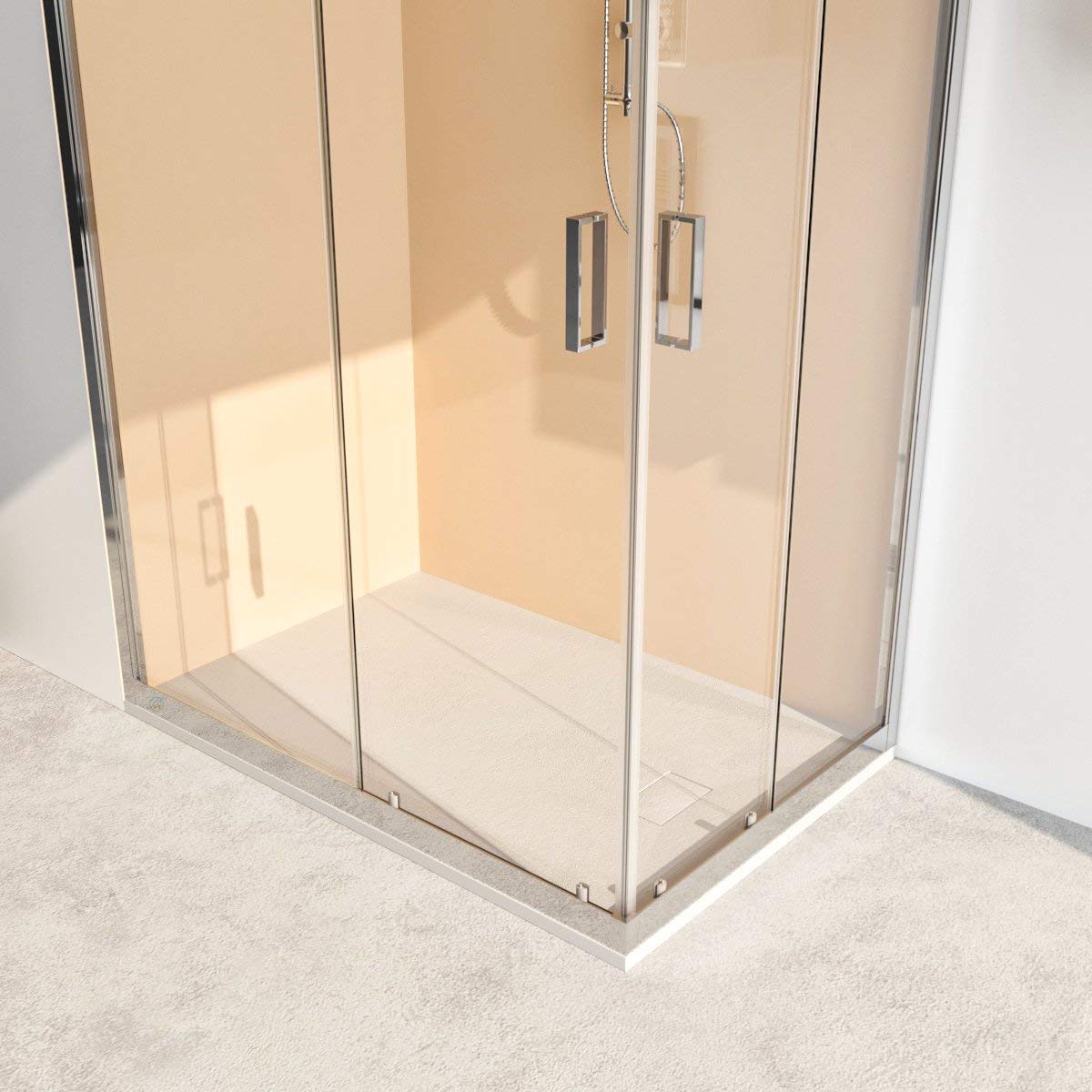 Box doccia cabina angolare 70 75 80 90 100 110 120 140 cm porta scorrevole vetro anticalcare 6mm ACACIA (90x120 cm, Vetro: TRASPARENTE)