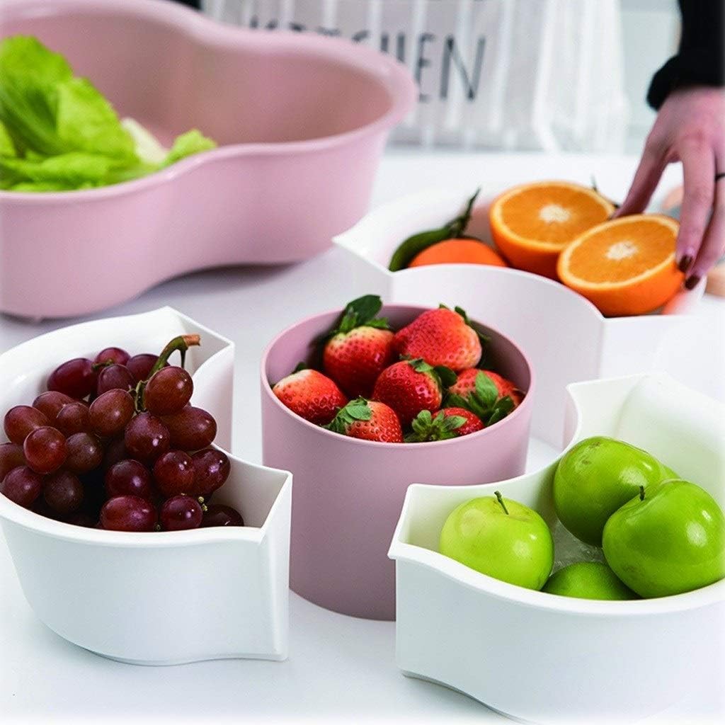 Draining Rack The Double-Layer Water Filter Plastic Drain Basket can be Divided and Used for Cleaning Vegetables and Fruits. Multifunctional Colander Drainage Rack(Pink)