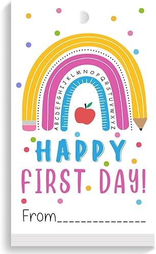 Welcom - Etiquetas para bolsas de regalo de regreso a clases, lindas etiquetas de regalo para el primer día de escuela, etiquetas de regalo de