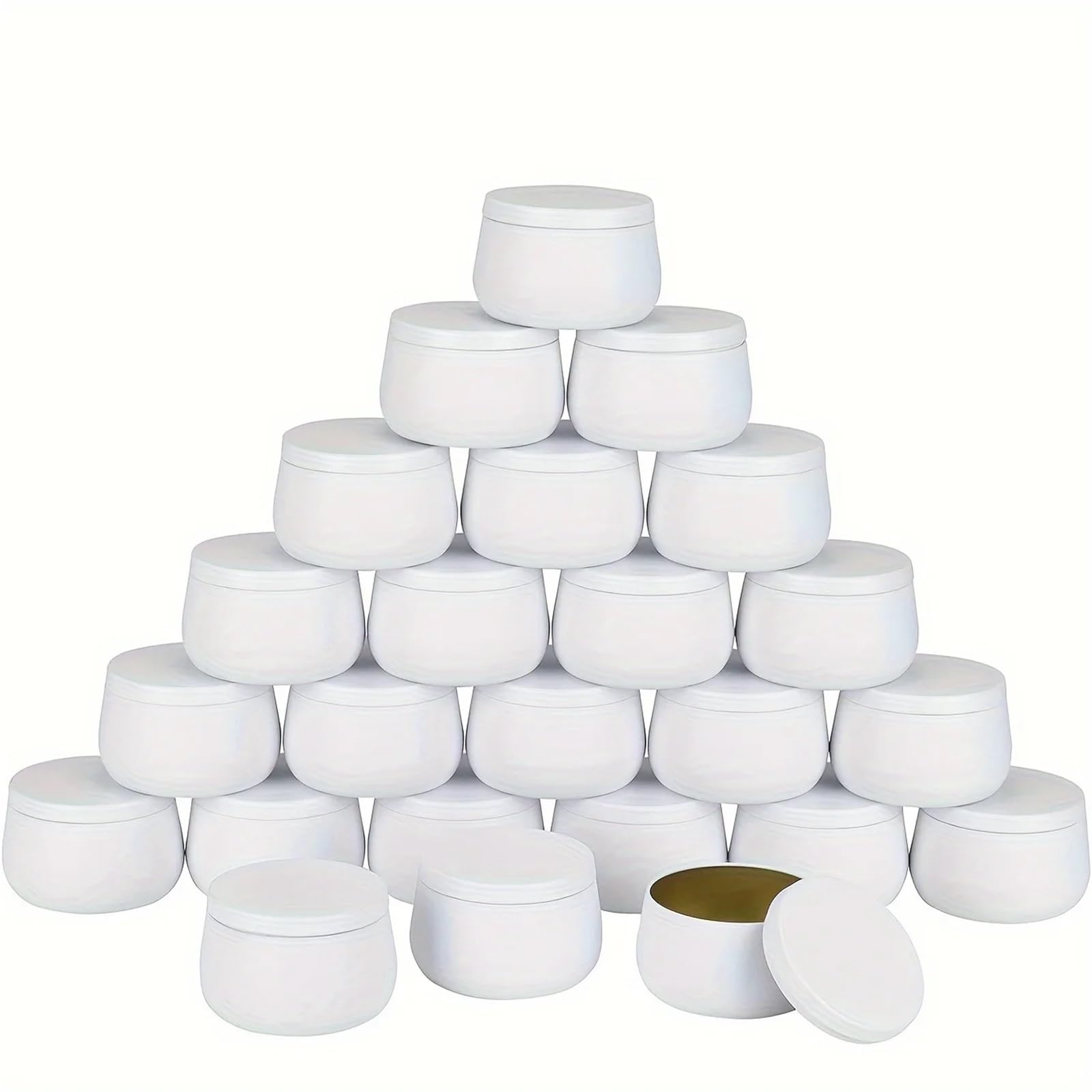 Xinglongs Candle Tin 24PCS Multi-Purpose Tins 24pcs 4Oz Metal Candle Tins with Lids - DIY Candle Making Kit, Versatile Storage(White)