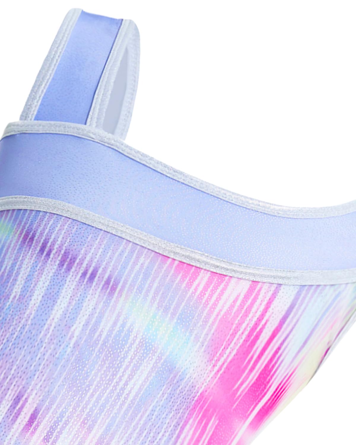 Gogokids Completo da ginnastica bambina composto da tre pezzi, body senza maniche, pantaloncini e fascia capelli, tuta danza classica scintillante, con design a colori sfumati, dai 3 ai 12 anni