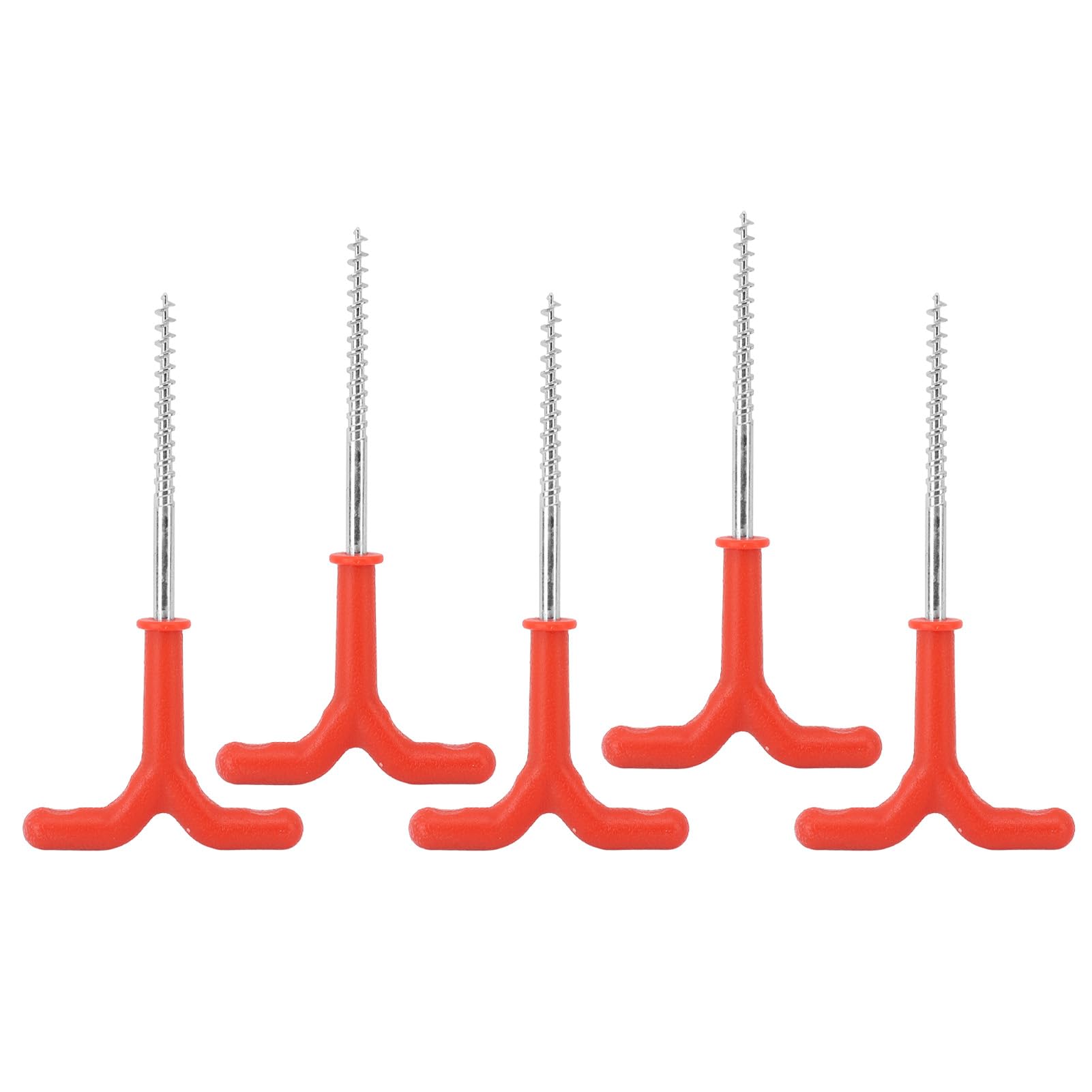 5 Pcs Ice Fishing Tent Peg,18.5cm Long Ice Fishing Screw Nail Set, ABS Iron Universal Ice Anchor Drill Fishing Stake Adapter for Camping Outdoor