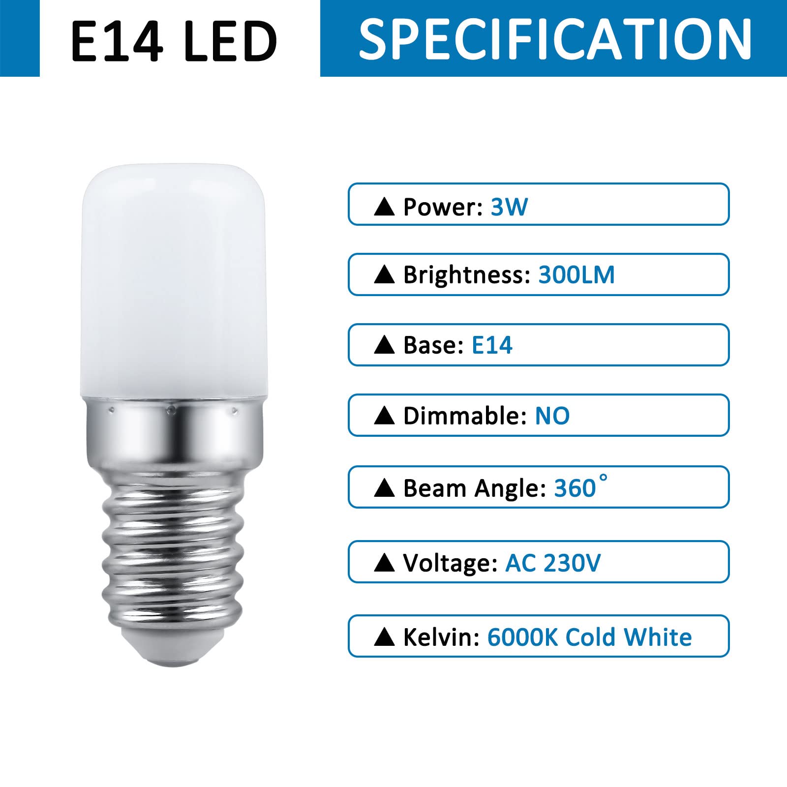 LED Refrigerator Light Bulb, 40W Equivalent, A15 E26 Medium Base, Non- Dimmable 5W 450 Lumens Daylight White 5000K, Waterproof Bulbs For Fridge Freezer Ceiling Fan (2 Pack