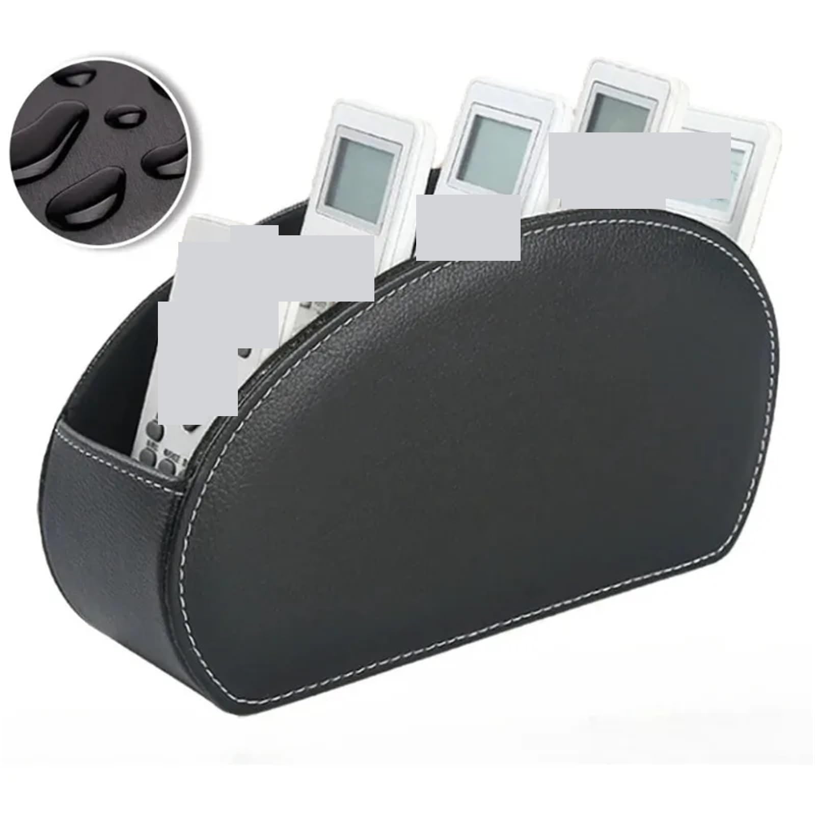 Caja de almacenamiento PU negra, organizador 5 compartimentos for control remoto, suministros oficina y cosméticos, estuche multifuncional escritorio para Mando A Distancia