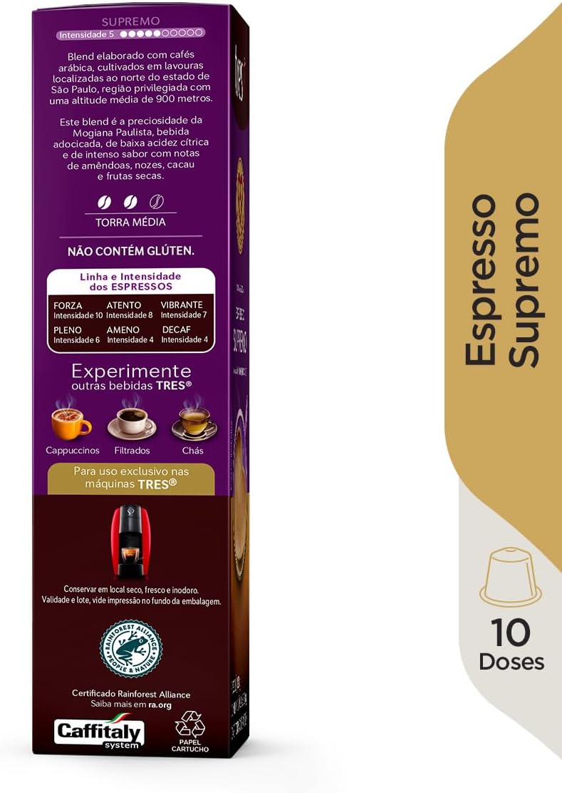 3 Corações Café Espresso Supremo TRES - 10 unidades