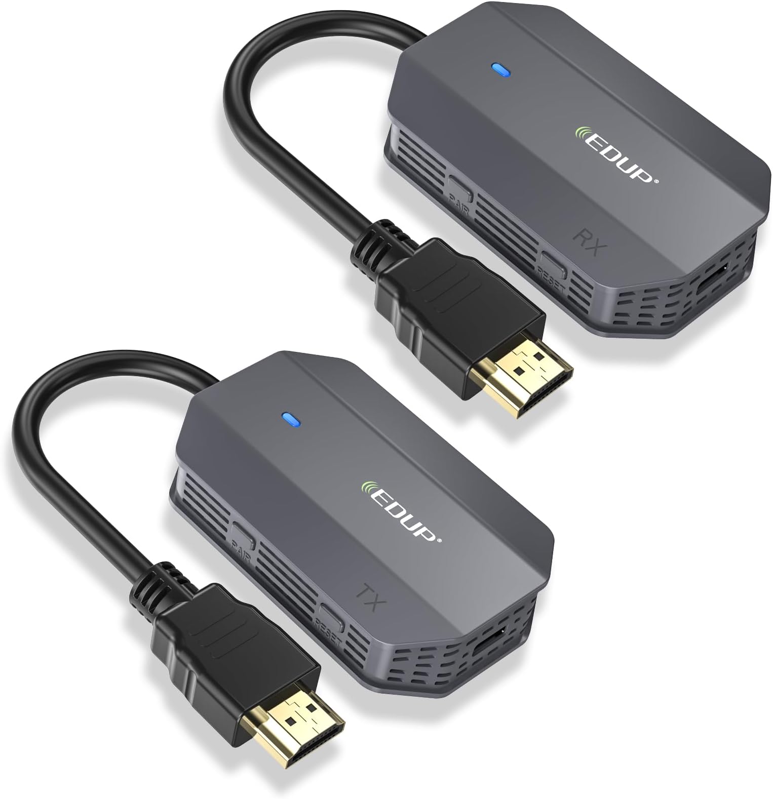 EDUPWireless HDMI Transmitter and Receiver, Wireless HDMI Extender Kit, Plug & Play, 50M/165FT Long Range, for Streaming/Casting Video and Audio to Monitor from Laptop/PC/HDTV/Projector/Camera-Gray