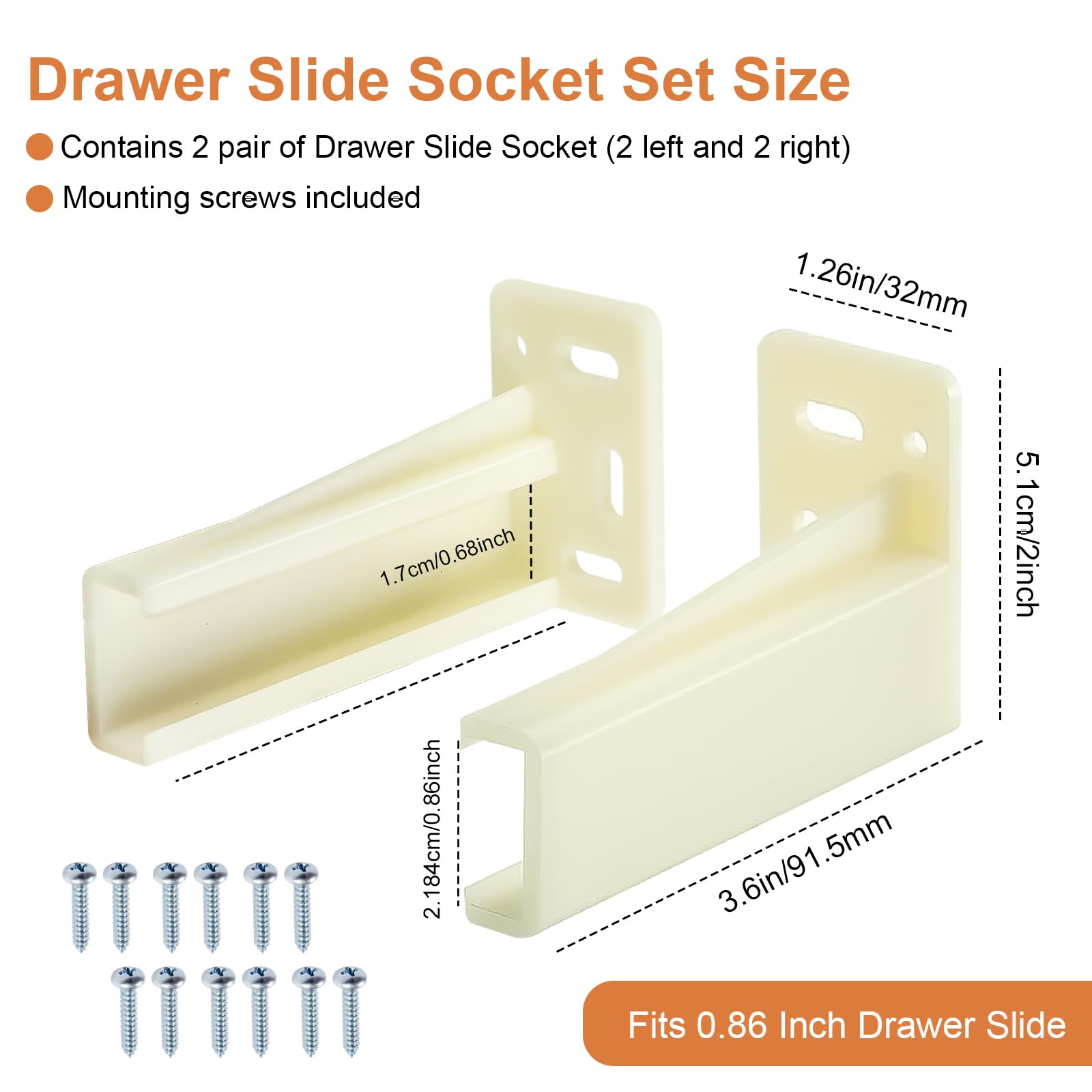 HEBRAR Drawer Slide Socket Set - Secure Cabinet Hardware -2 HEBRAR Drawer Slide Socket Set - Secure Cabinet Hardware -2