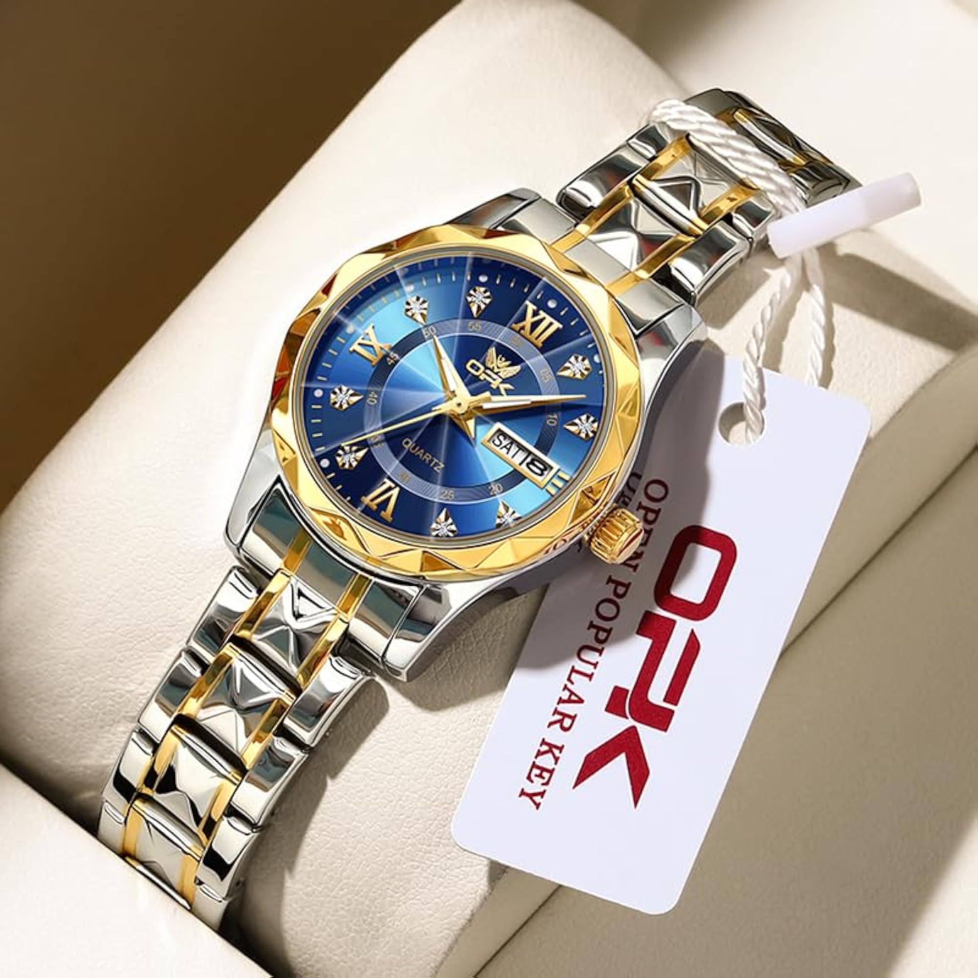 Women's Gold Bling Diamond Business Watch, Stylish Gift